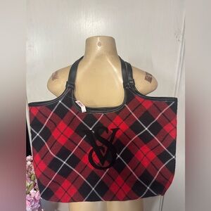 Victoria's Secret Red and Black Checkered Tote